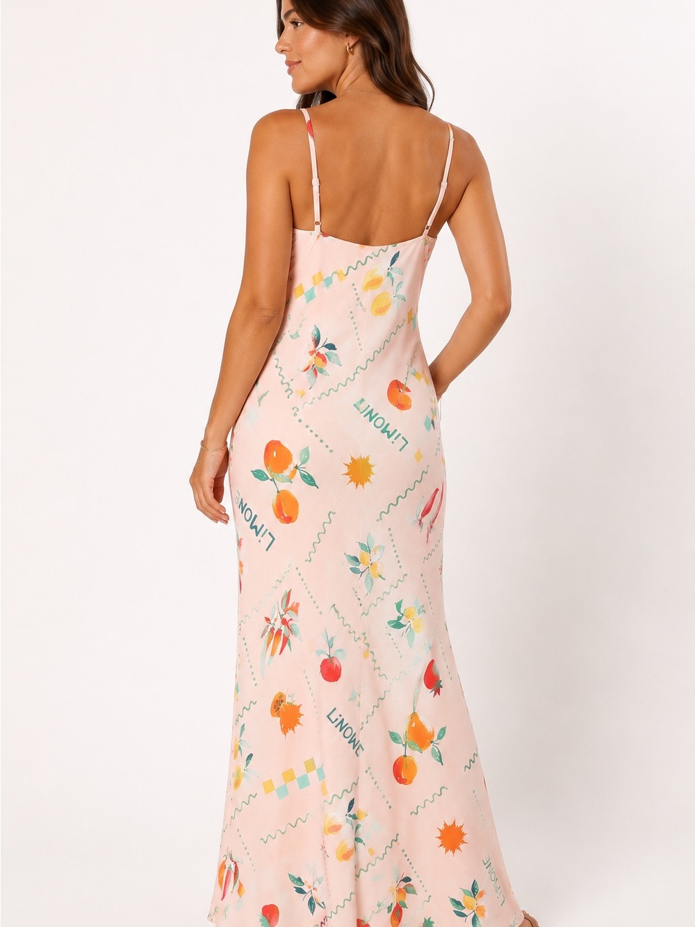 Petal & Pup Pink Fruit-Print Slip Maxi Dress - Picture 2 of 3